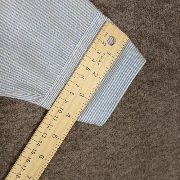 Manhattan The Natural Men's Blue Striped Size 15/12 -‎ 32/33 Long Sleeve Shirt - Picture 6 of 8